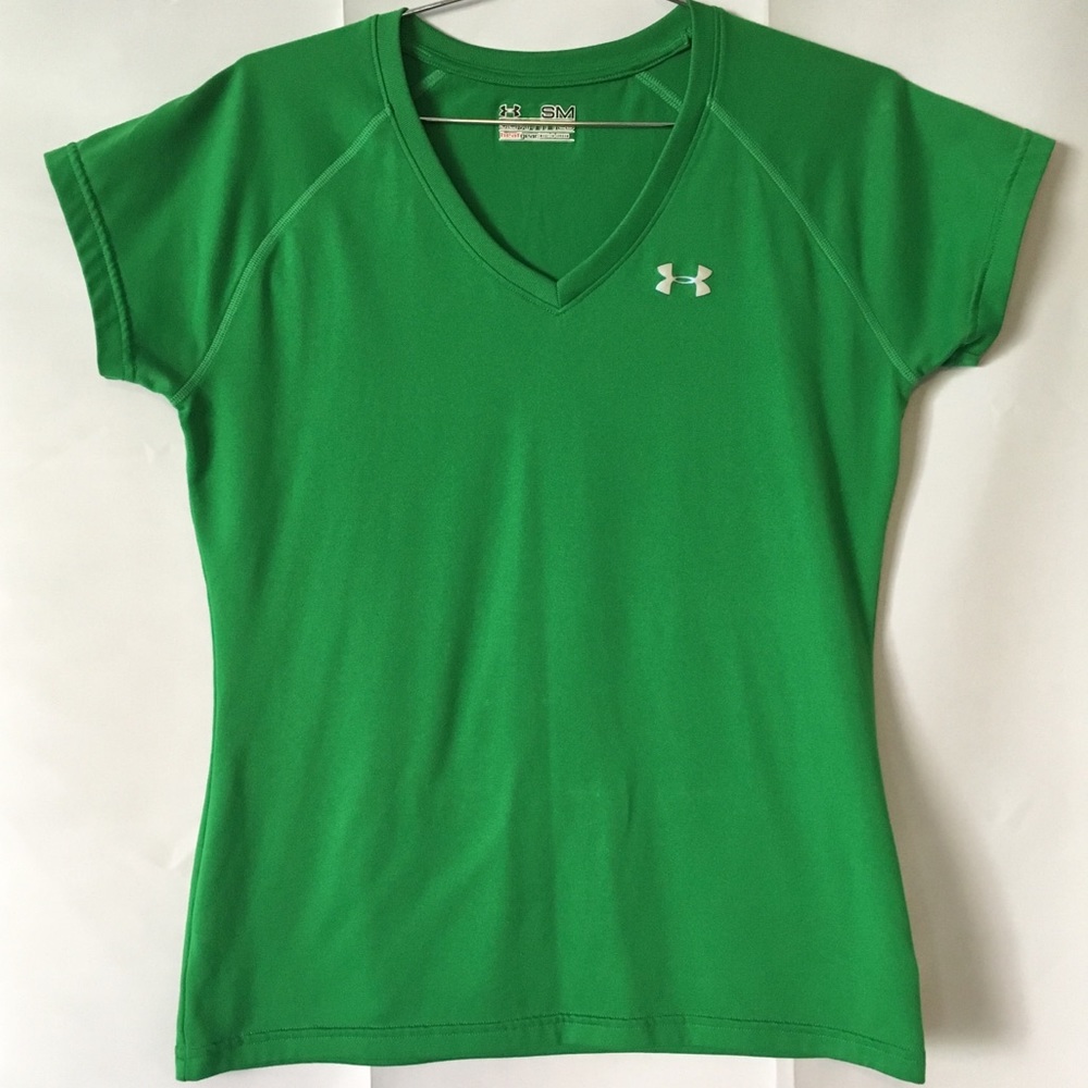 Blue UA semi-fitted heatgear V-neck t-shirt